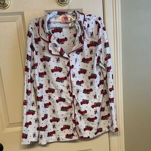 Disney Women's Pajama Top with Red and White Print